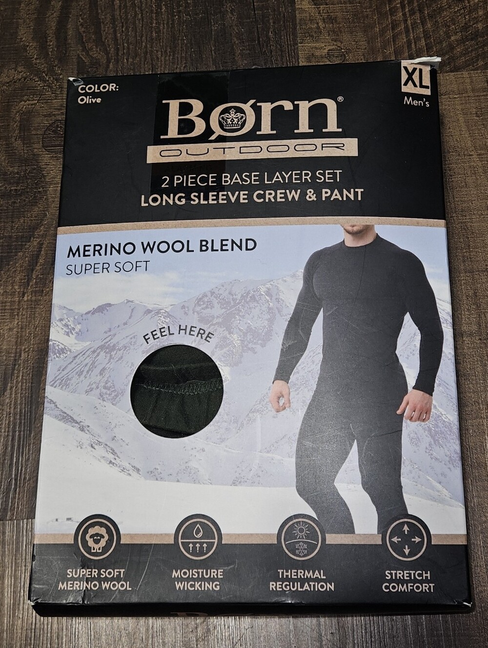 Born Merino Wool Blend Base Layer 2 Piece Set